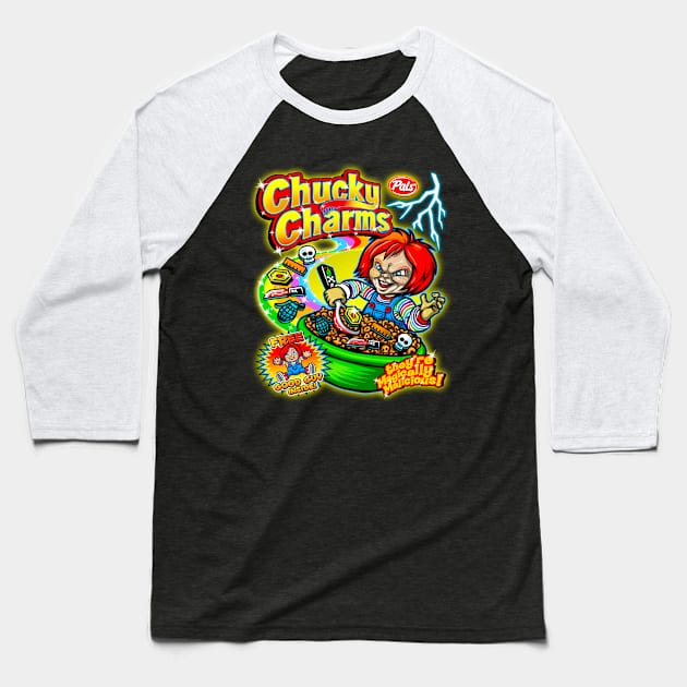 CHUCKY CHARMS // HORROR MOVIE // CEREAL KILLER Baseball T-Shirt by Niko Neon